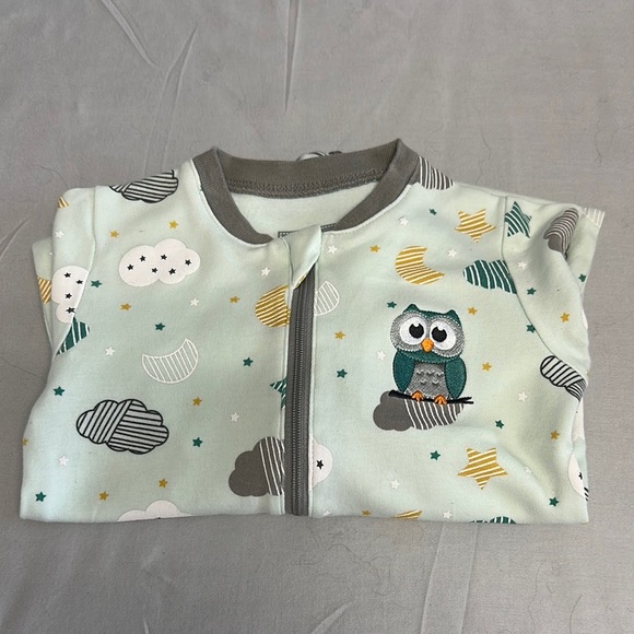 Tuffy Mint Green Baby Onesie with embroidered owl - Picture 1 of 3